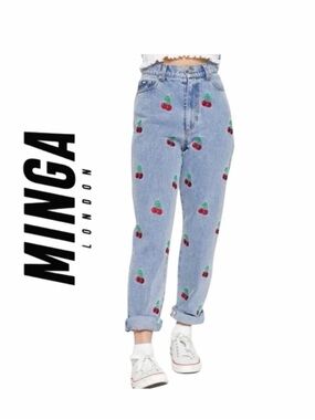 Minga London Embroidered Cherry Jeans - Size‎ 4
